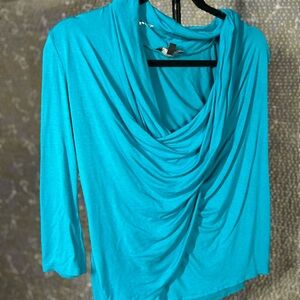 Elegant Teal Drape Neck Top